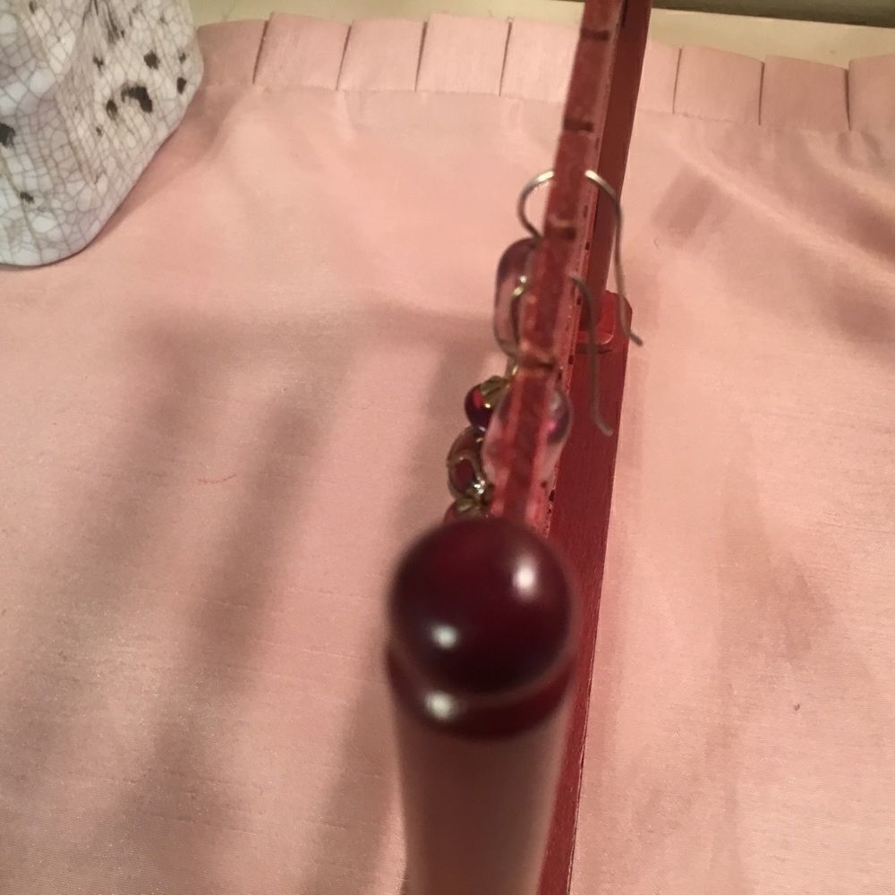 Goldtone Ear Wires w/Red Lamp Work Beads - Picture 5 of 6
